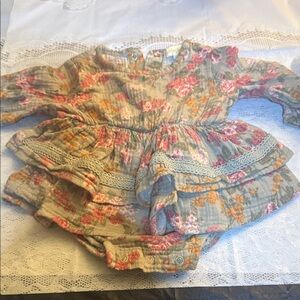 Floral Baby Romper with Ruffle Details